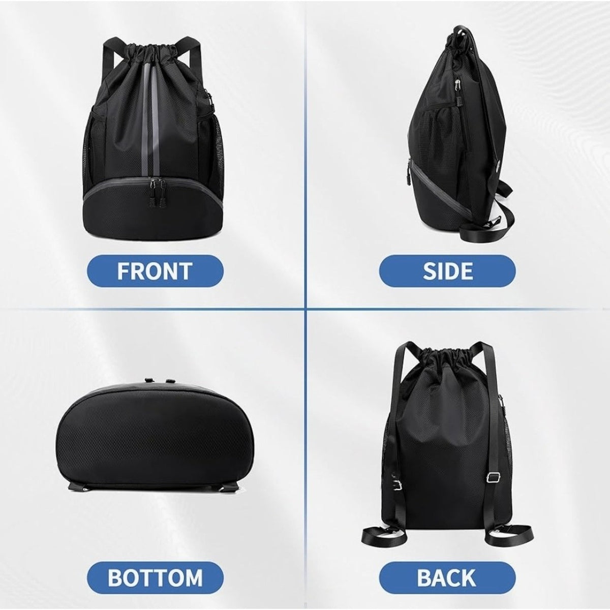 JELUTAR Drawstring Backpack Gym Bag with Shoes Compartment for Soccer, Basketbal