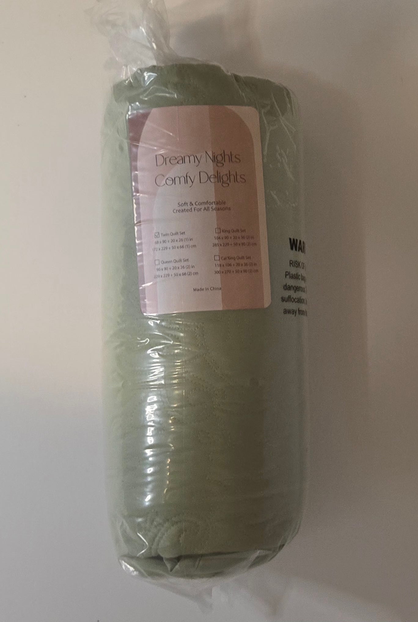 Boho Sage Green Quilt Twin Size Bedding Set