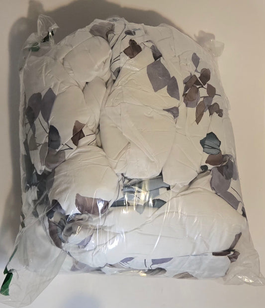 Floral Leaves Botanical King Size Comforter Set Garden Style Blue Purple Leaves Print Bedding Comforter