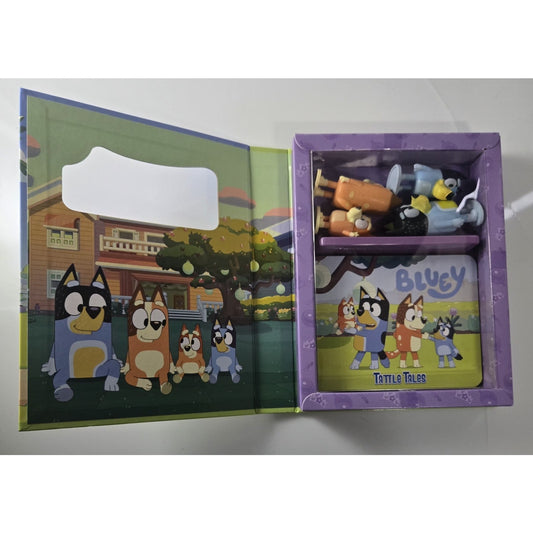 Bluey Tattle Tales Storybook w 4 Figures Kids Gift Set