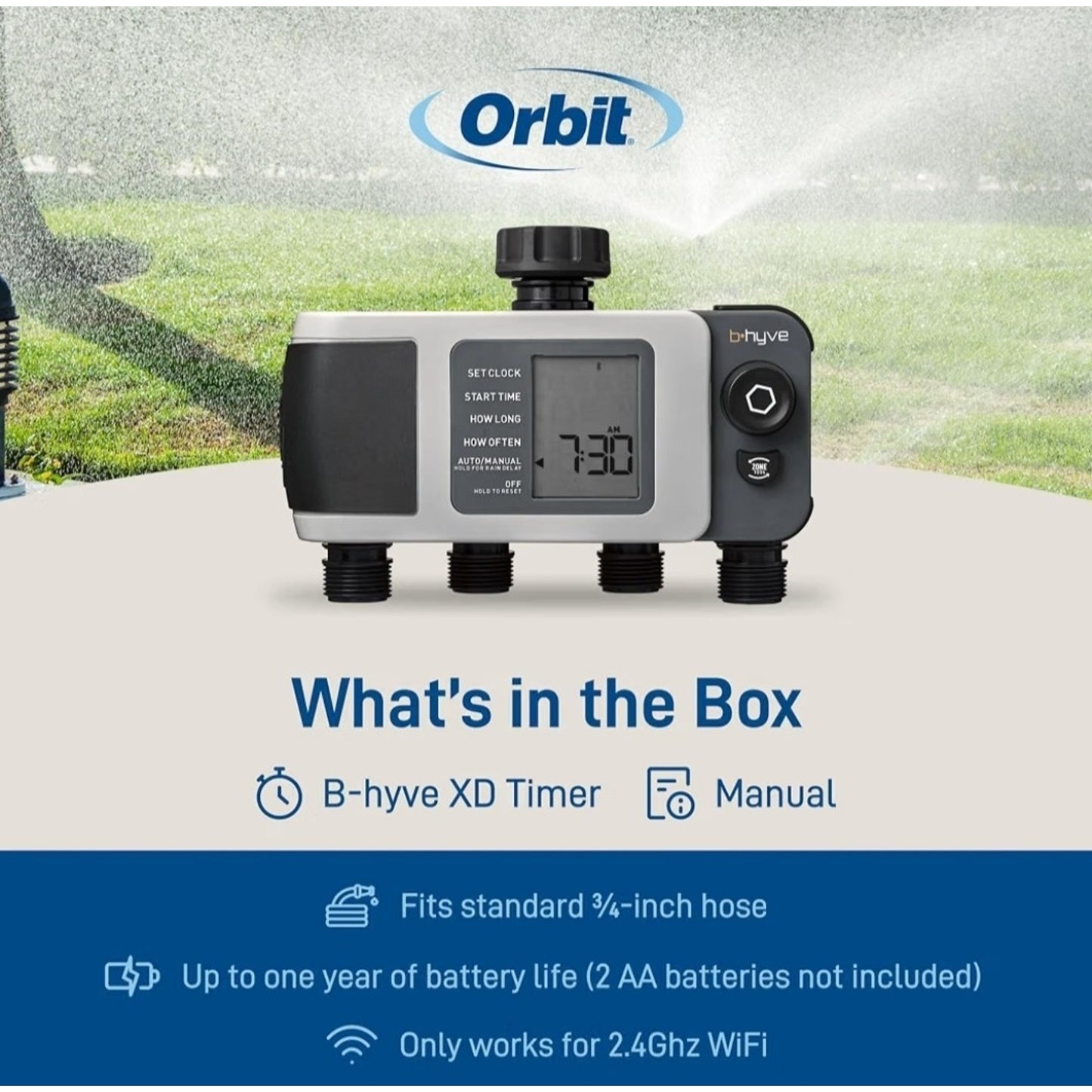 Orbit B-hyve XD 24634 Bluetooth 4-Port Smart Hose Faucet Watering Timer