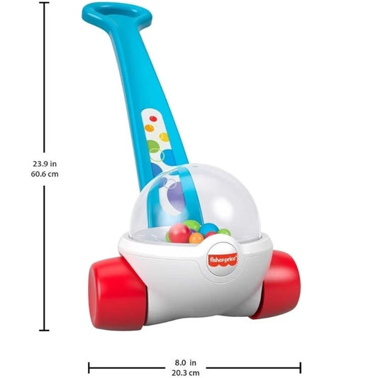 Fisher-Price Baby & Toddler Toy Corn Popper Blue Push-Along with Ball 2-Piece