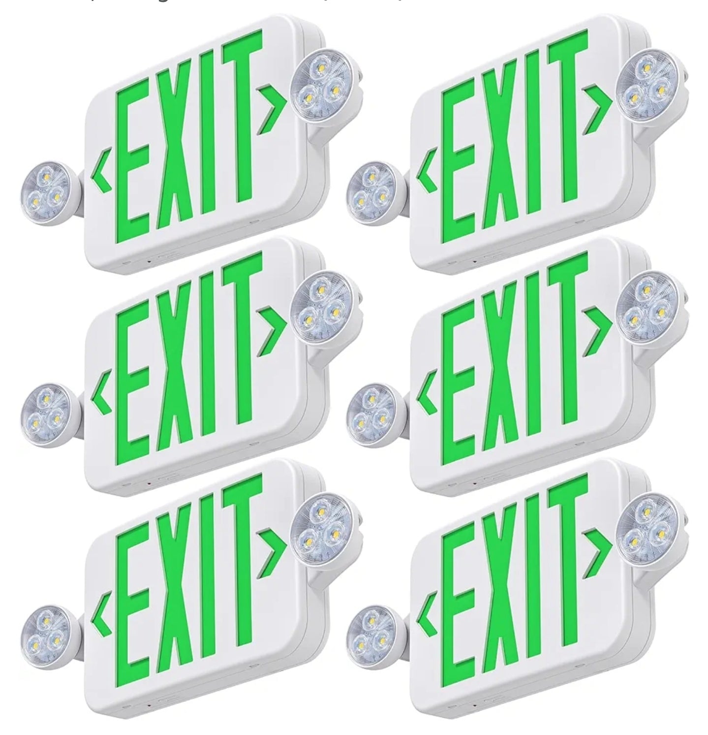 LED Exit Sign Emergency Combo โ 6 Pack with Backup & Mount Options