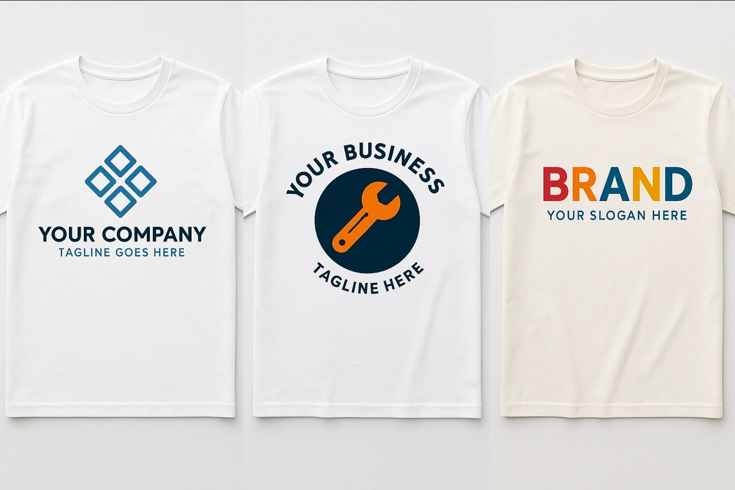 Custom business logo shirts mockup โ personalized company tees for branding