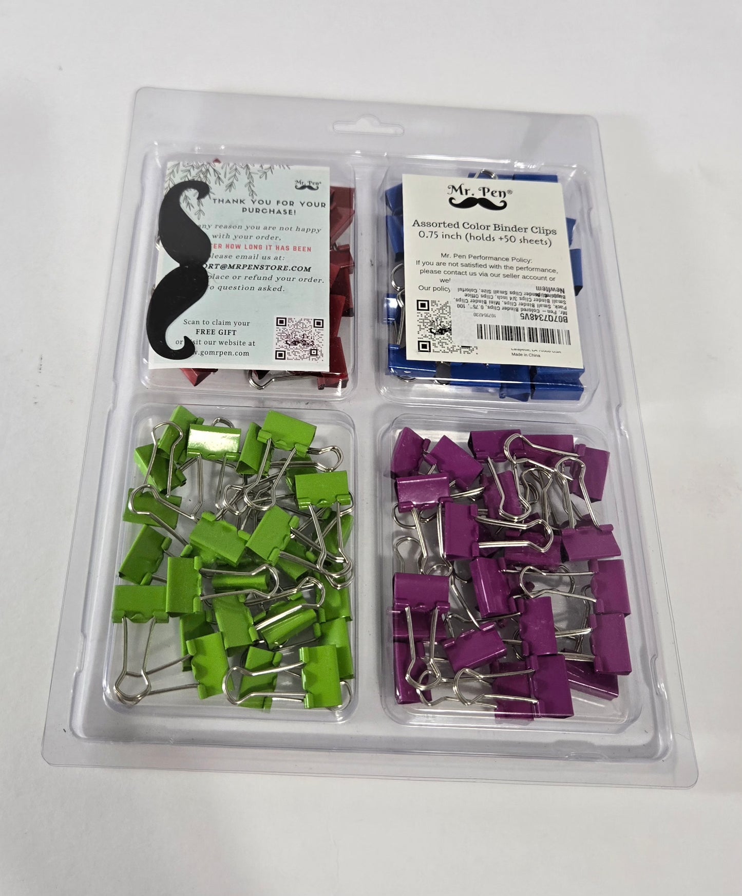 Mr. Pen Colored Binder Clips - 0.75' (3/4 inch), 100 Pack - Colorful Binder Clips in Small Size