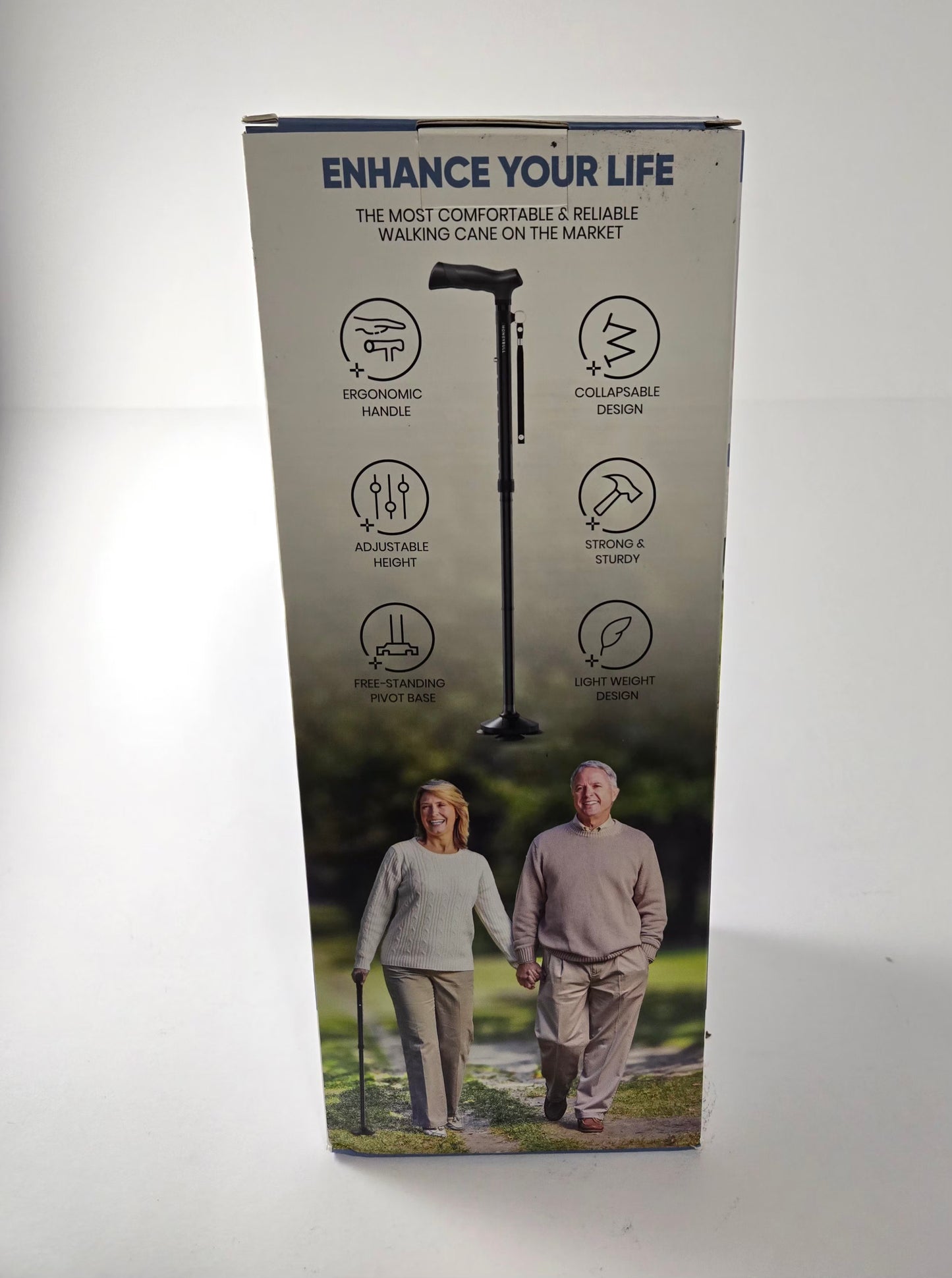 HoneyBull Adjustable Walking Cane β Foldable, Ergonomic Handle LIKE NEW
