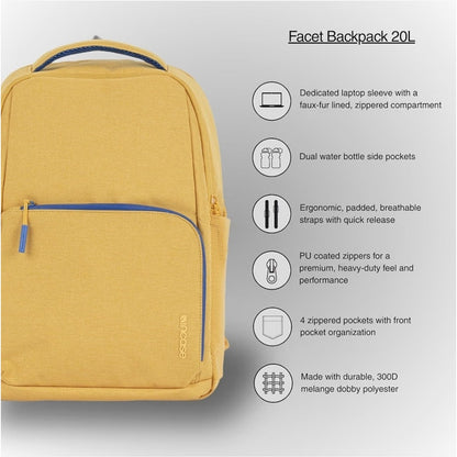 Incase Facet Backpack 20L Sunflower Yellow Multi Pockets NEW