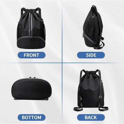 JELUTAR Drawstring Backpack Gym Bag with Shoes Compartment for Soccer, Basketbal