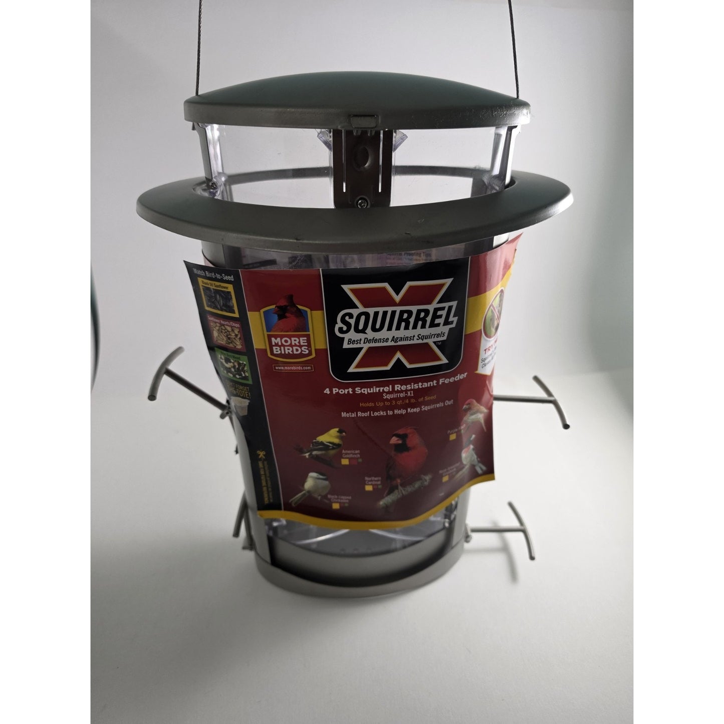 More Birds X-1 Squirrel-Proof Bird Feeder 4.2-Pound Bird Seed Capacity And Four