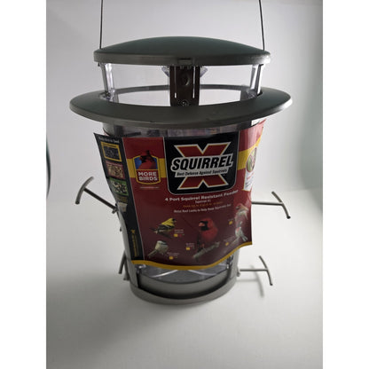 More Birds X-1 Squirrel-Proof Bird Feeder 4.2-Pound Bird Seed Capacity And Four