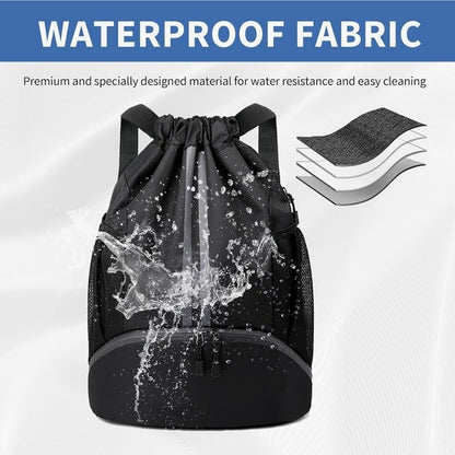 JELUTAR Drawstring Backpack Gym Bag with Shoes Compartment for Soccer, Basketbal