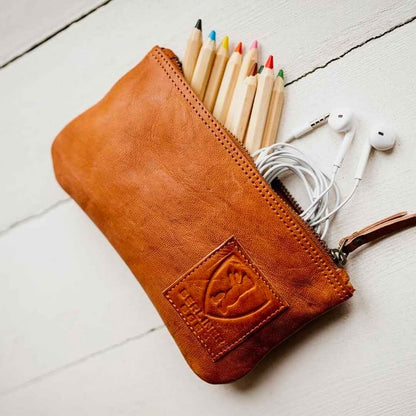 BERLINER BAGS Vintage Genuine Leather Pencil Case, Pen Pouch for Work and Univer