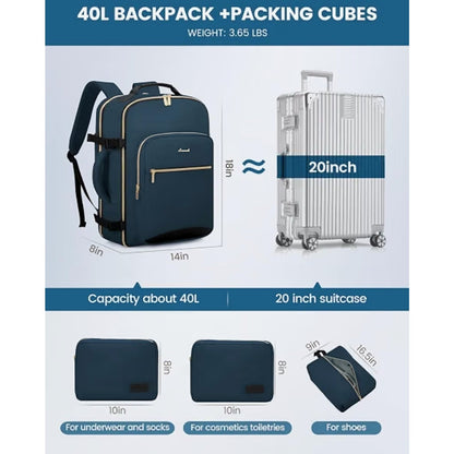 LOVEVOOK 40L Travel Backpack Flight Approved Carry on Backpack,3 Packing