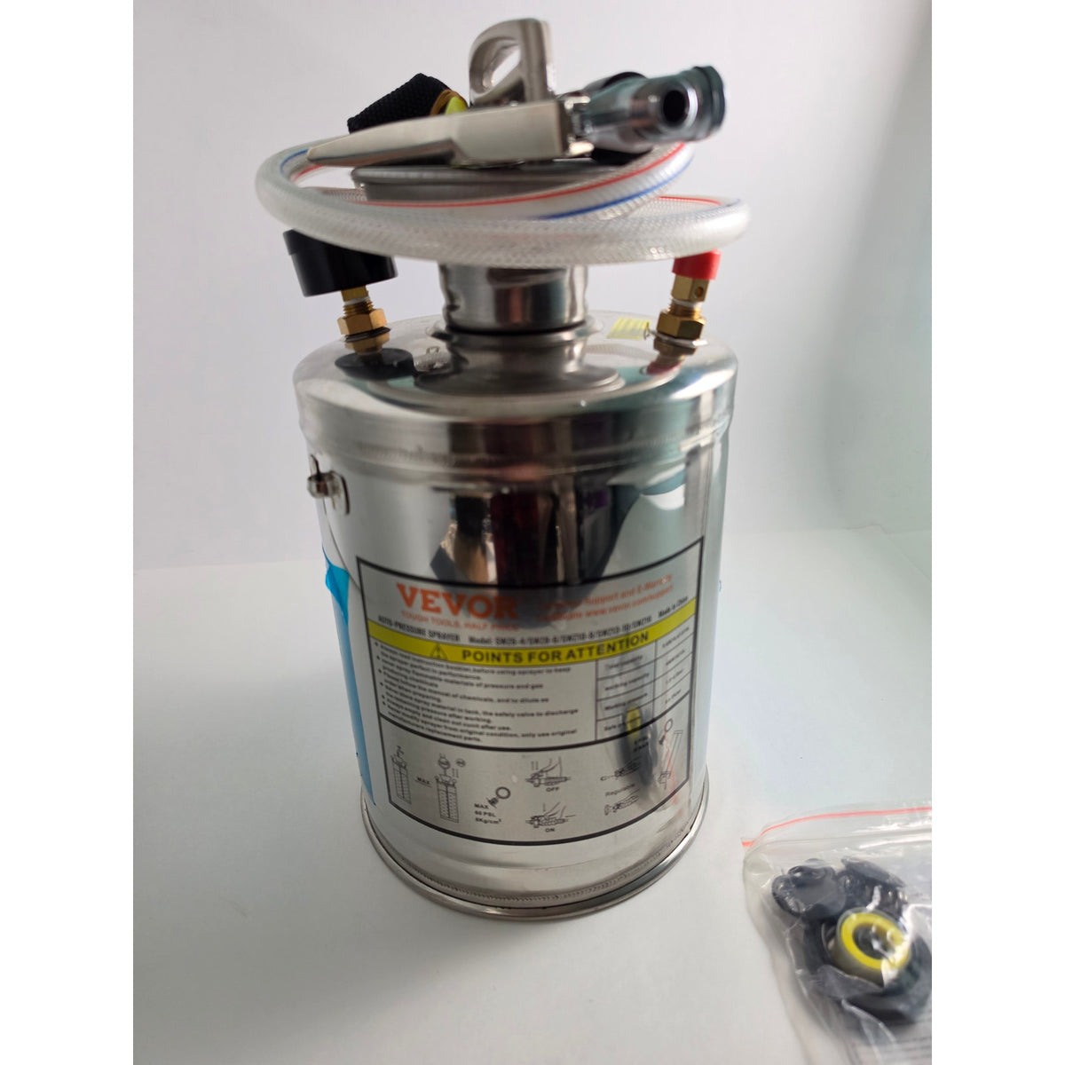 Happybuy 1 Gallon Stainless Steel Pump Sprayer, 12 Wand & 3FT Reinforced Hose
