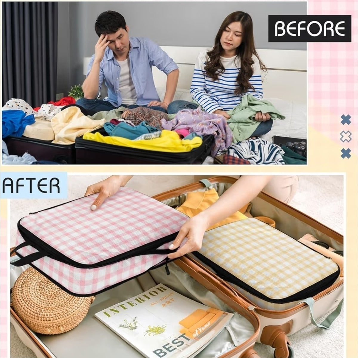 5 Pack Compression Packing Cubes for Travel Space Saving Cubes Luggage Organi...