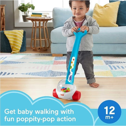 Fisher-Price Baby & Toddler Toy Corn Popper Blue Push-Along with Ball 2-Piece