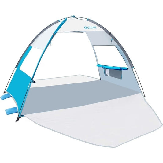 Beach Tent Sun Shelter with 2 Ventilated Doors, UPF50+ Easy Setup Beach Blue