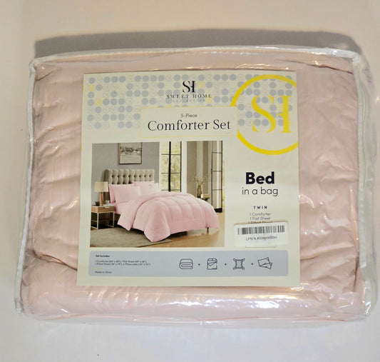 Sweet Home Collection Comforter Pale Pink Twin – Soft & Cozy Bedding