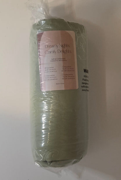 Boho Sage Green Quilt Twin Size Bedding Set