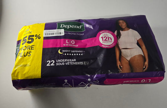 Depend Night Defense Women’s Underwear Large 16–20 22 Count