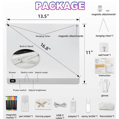 Cosmody Rechargeable LED Drawing Board for Kids, Large 16" Light Up Drawing Pad