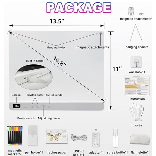 Cosmody Rechargeable LED Drawing Board for Kids, Large 16" Light Up Drawing Pad