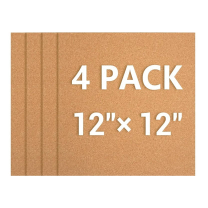 Cork Board Tiles - 4 Packs Adhesive Corkboards for Wall, Small Cork Brown-4pack