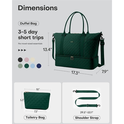 HOTOR Travel Duffel Bag - Weekender Bags for Women, Gym Tote Bags with Shoe Comp