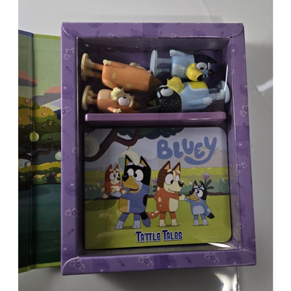 Bluey Tattle Tales Storybook w 4 Figures Kids Gift Set