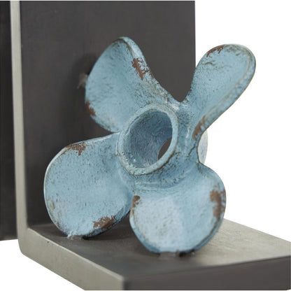 Deco 79 Metal Boat Bookends, Set of 2, 6"W x 7"H, Teal