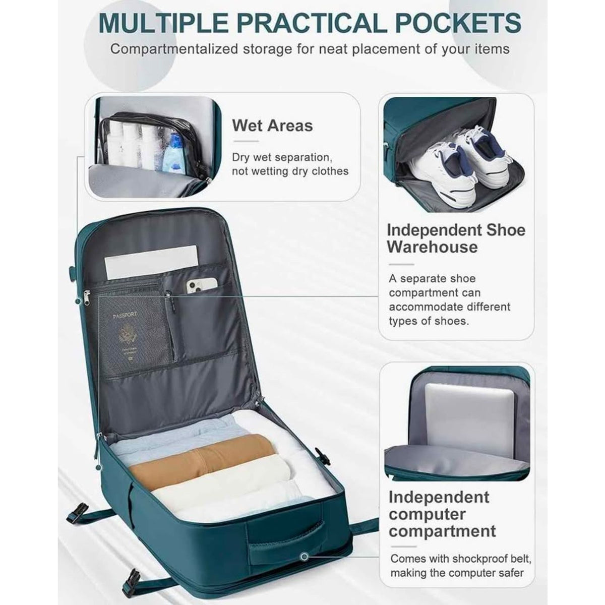 Travel Backpack for Women Men Airline Approved Carry on Backpack Flight Approved