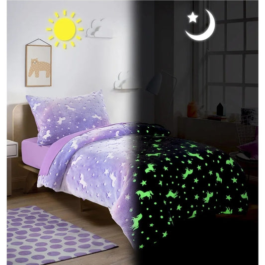 Unicorn Glow in The Dark Blanket for Girls/Kids Age 3-12, Soft Fleece Throw -...