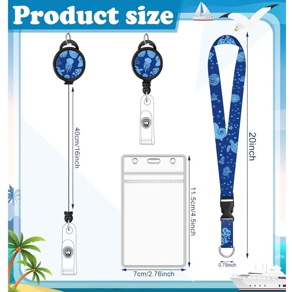 4 Pack Cruise Lanyard for Ship Cards Lanyards with Retractable Badge Reels