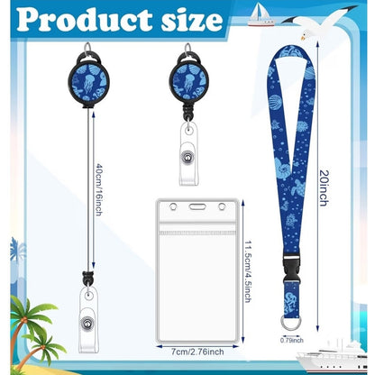 4 Pack Cruise Lanyard for Ship Cards Lanyards with Retractable Badge Reels