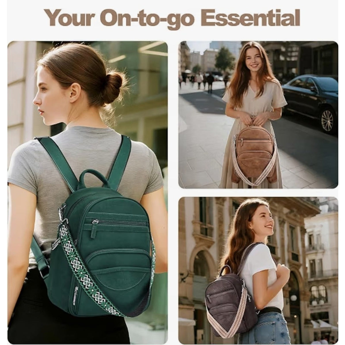 Small Backpack Purse for Women, Mini Daypack Cute for Travel Green