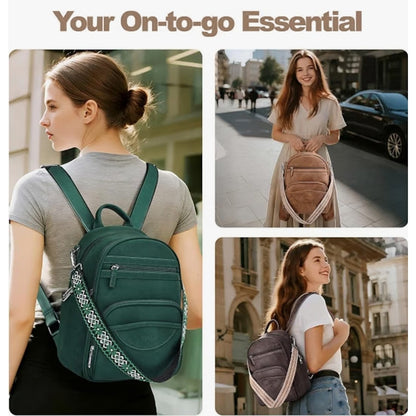Small Backpack Purse for Women, Mini Daypack Cute for Travel Green