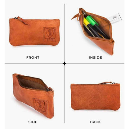 BERLINER BAGS Vintage Genuine Leather Pencil Case, Pen Pouch for Work and Univer