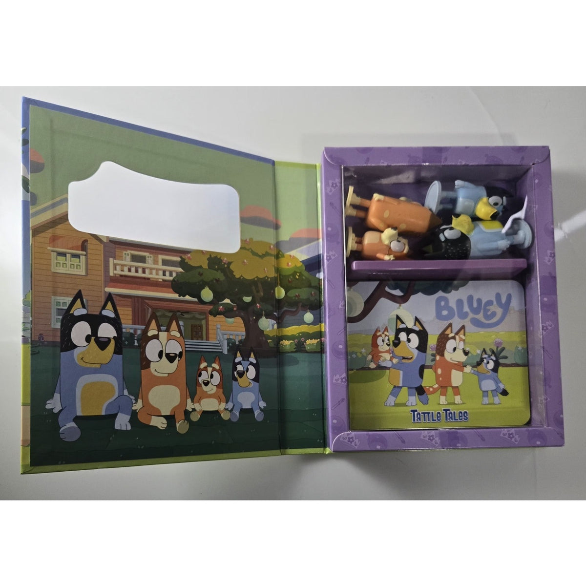Bluey Tattle Tales Storybook w 4 Figures Kids Gift Set
