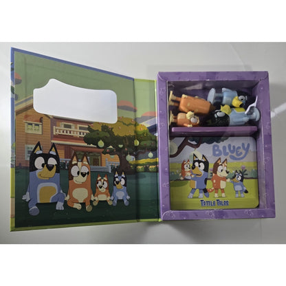 Bluey Tattle Tales Storybook w 4 Figures Kids Gift Set