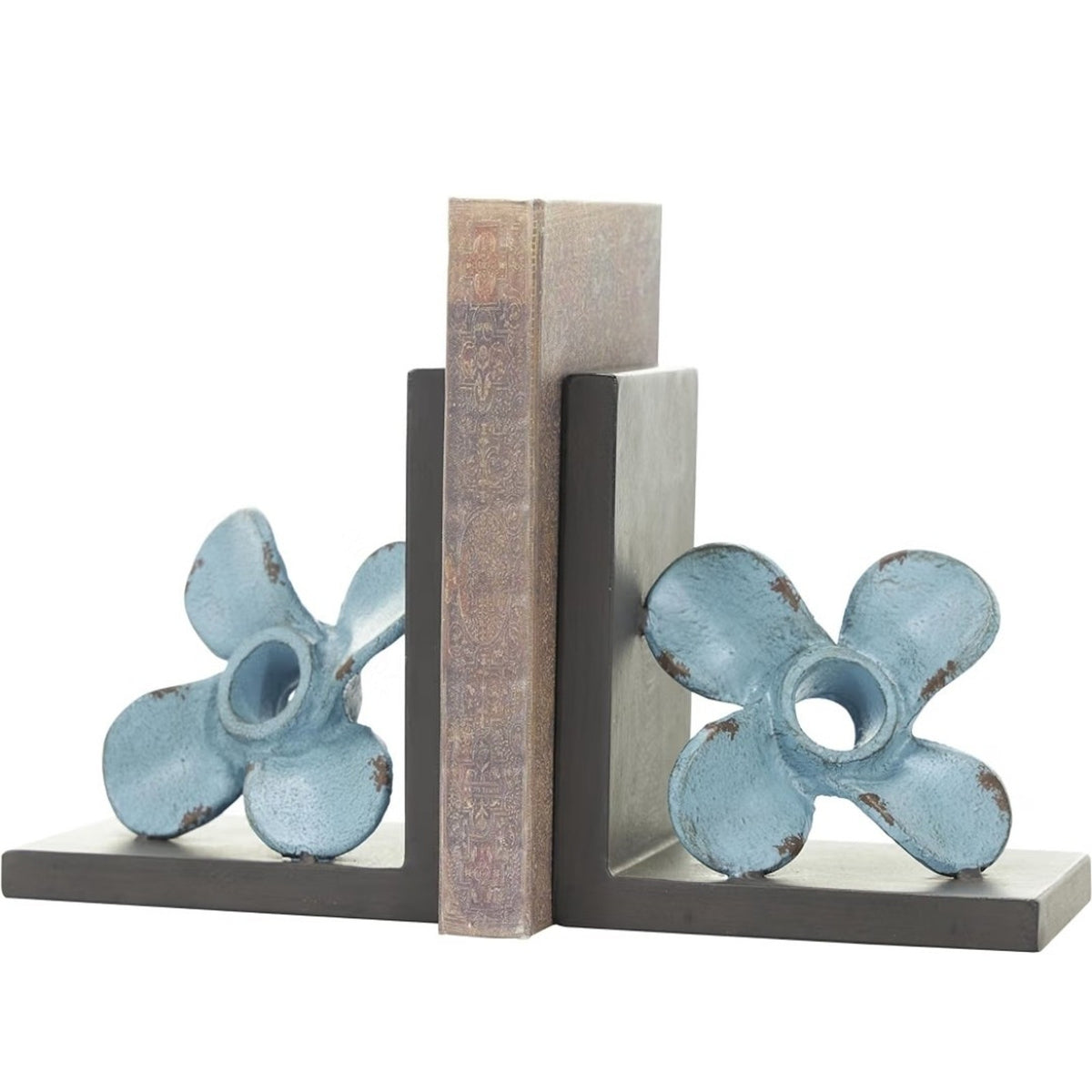 Deco 79 Metal Boat Bookends, Set of 2, 6"W x 7"H, Teal