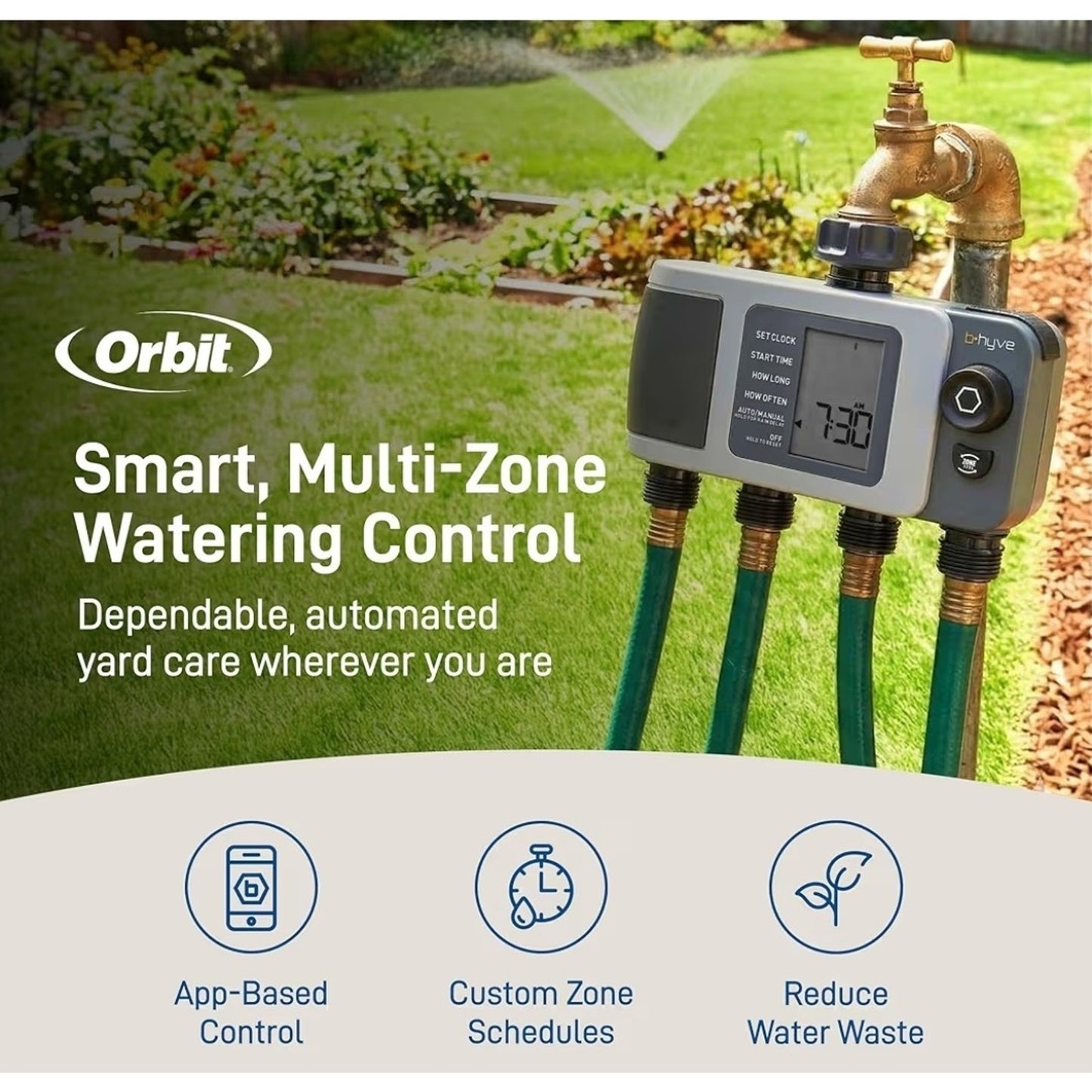 Orbit B-hyve XD 24634 Bluetooth 4-Port Smart Hose Faucet Watering Timer