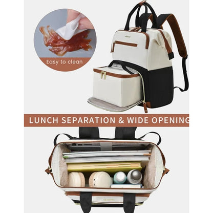 Lunch Backpack for Women, 15.6 Inch Laptop Bag with Insulated Cooler Lunch Box,