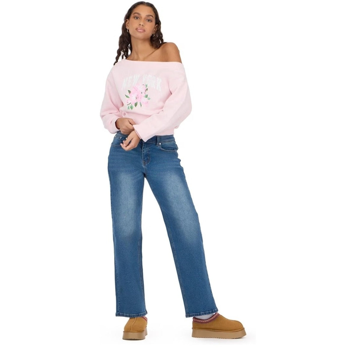 Off the Shoulder Oversized Sweatshirt White Cropped Pullover Women's S