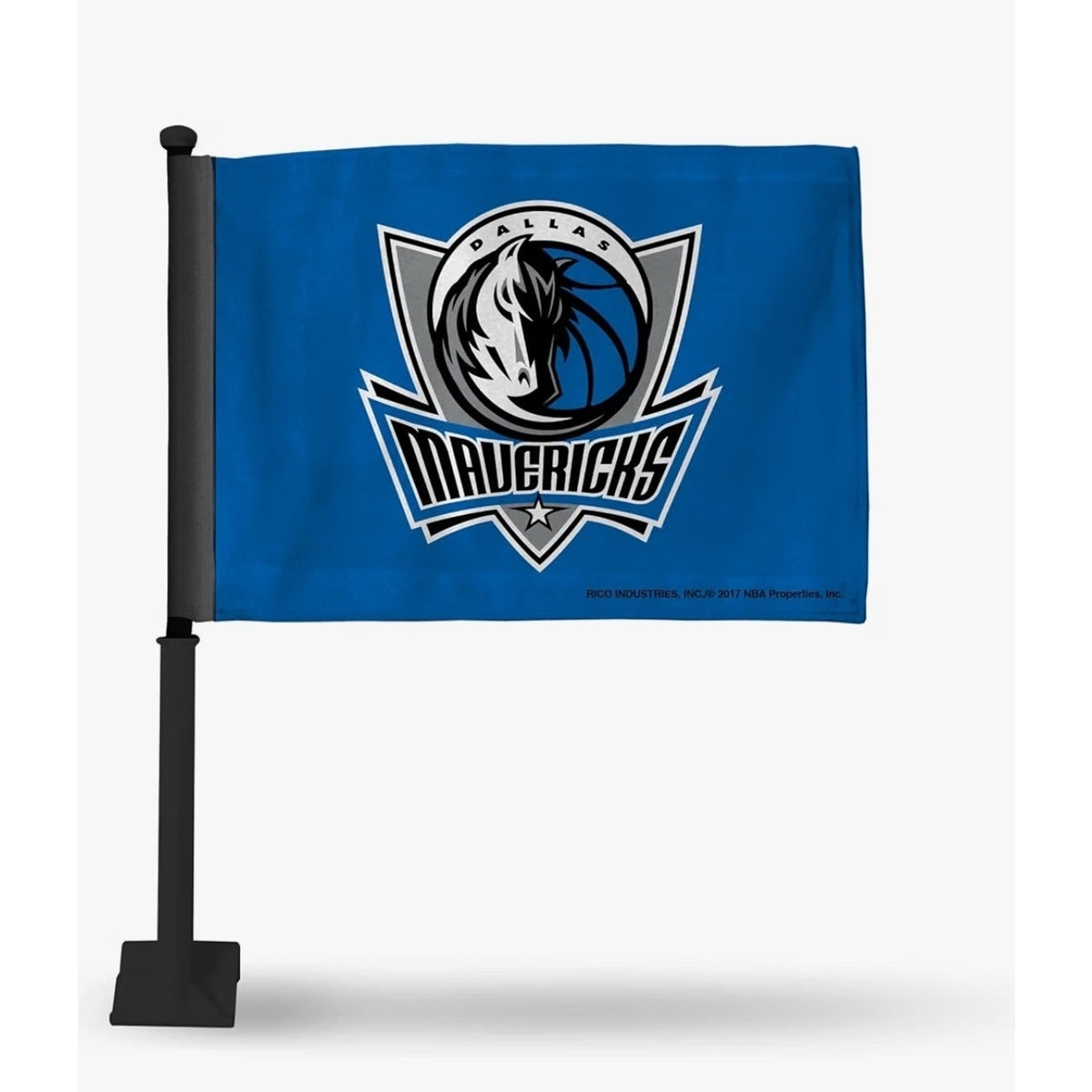 Double-Sided Dallas Mavericks Car Flag, 16" x 19" Black Pole, Rico Industries