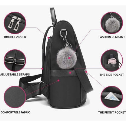 CHERUTY Women Backpack Purse Nylon Anti-theft Fashion Medium, 1-1 Black