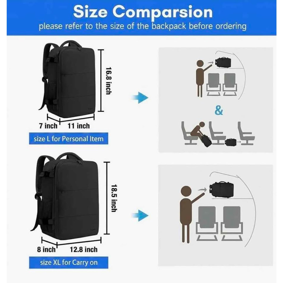 Taygeer Travel Laptop Backpack for Men Women, Airplane Approved Large, Black