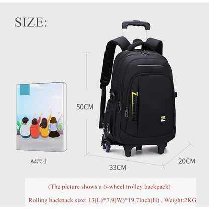 Solid Color Trolley Backpack Schoolbag for Middle School Students Elementary ...