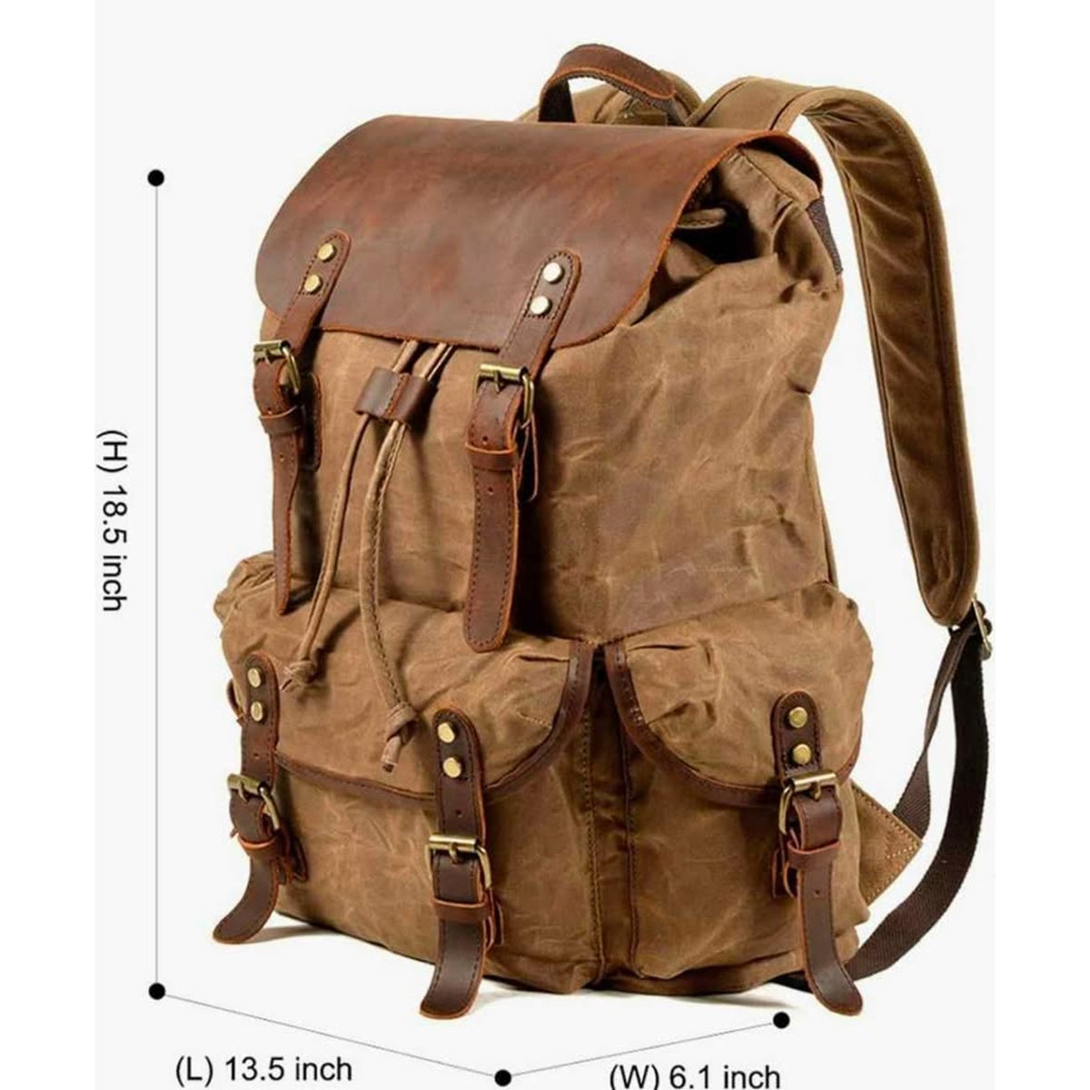 Men Waxed Canvas Leather Backpack Travel Rucksack Camping Hiking School Book Bag