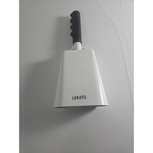 Large Sporting Event Metal 11" White Cowbell w/ Rubber Grip Handle Cow Bell