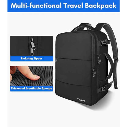 Taygeer Travel Laptop Backpack for Men Women, Airplane Approved Large, Black